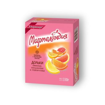 Мармелад Ударница Апельсин, лимон, грейпфрут дольки, 330г