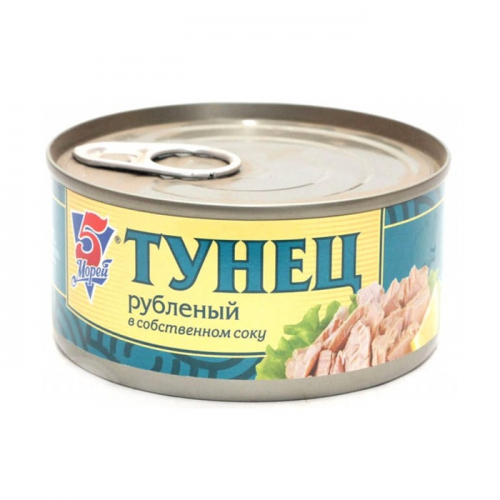 Тунец рубленый в собственном соку 5 Морей, 185г