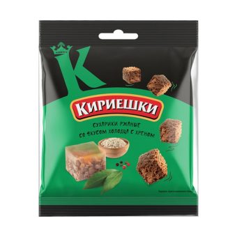 Сухарики Кириешки КДВ ржаные холодец с хреном, 40г