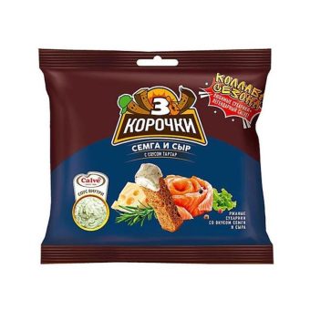 Сухарики КДВ Три корочки ржаные с сыром и семгой, 60г
