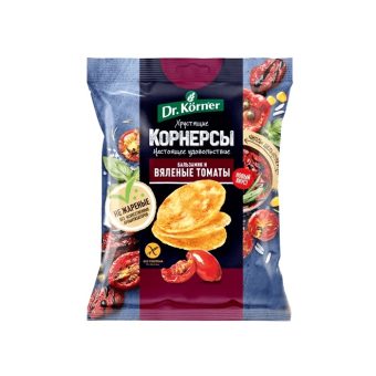 Чипсы Dr.Korner Корнерсы цельнозерновые кукурузно-рисовые с вялеными томатами и бальзамиком, 50г