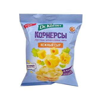 Чипсы Dr.Korner Корнерсы цельнозерновые кукурузно-рисовые с сыром, 50г
