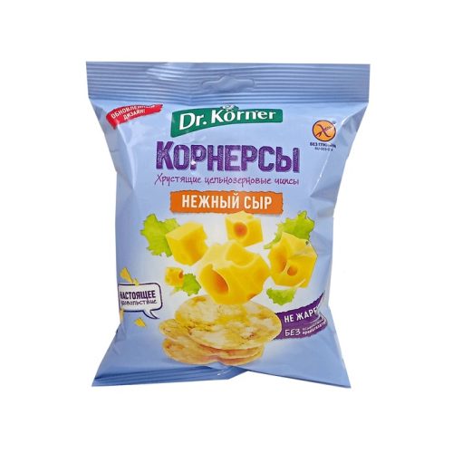 Чипсы Dr.Korner Корнерсы цельнозерновые кукурузно-рисовые с сыром, 50г