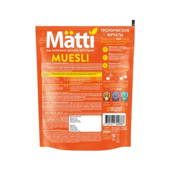 Мюсли Матти тропические фрукты, 250г