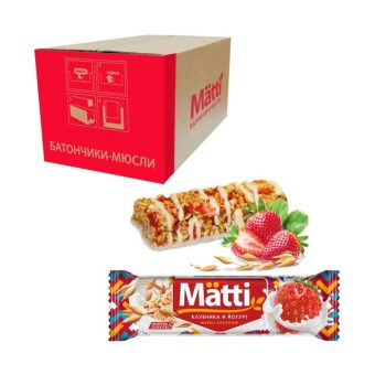 Батончики мюсли злаковый Матти Клубника, 24г