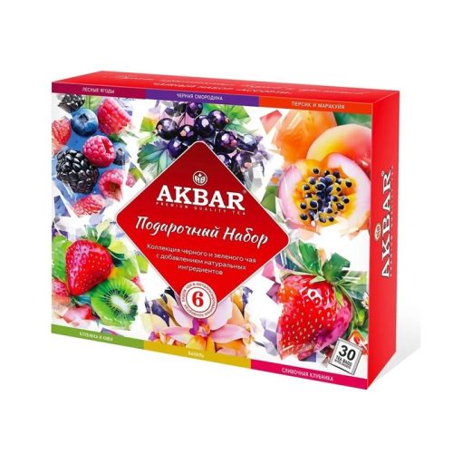 Чай Акбар Подарочный, 6 видов, 5шт в металлическом конверте, 60г, Цейлон