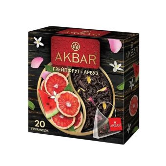 Чай Акбар Грейпфрут и арбуз, чёрный, 20 пирамидок, 40г