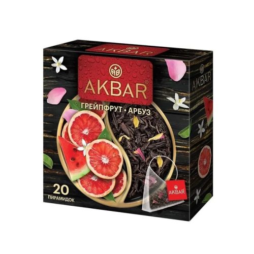 Чай Акбар Грейпфрут и арбуз, чёрный, 20 пирамидок, 40г