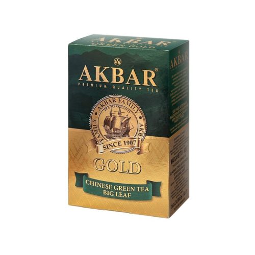 Чай Акбар Грин Голд китайский зелёный крупнолистовой, 90г