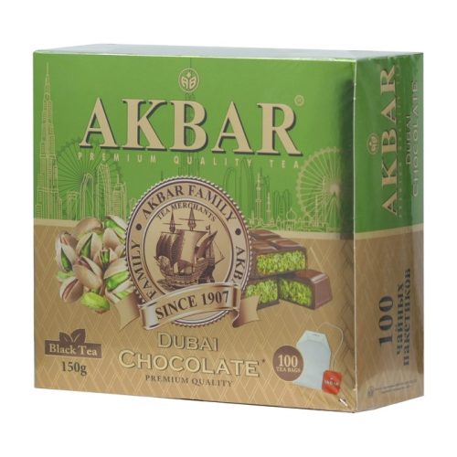 Чай Акбар Дубайский шоколад чёрный с ароматом, 100пак, 150г