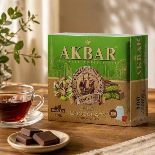 Чай Акбар Дубайский шоколад чёрный с ароматом, 100пак, 150г