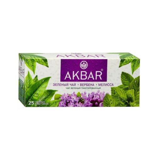 Чай Акбар зелёный Мелисса-Вербена, 25пак, 50г