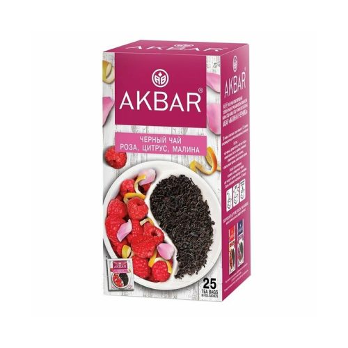 Чай Акбар Роза, цитрус, малина чёрный, 25пак, 37,5г