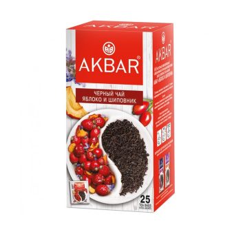 Чай Акбар Яблоко и шиповник чёрный, 25пак, 37,5г