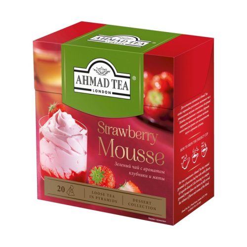 Чай Ахмад клубничный мусс зелёный, 20пирамид, 1,8г