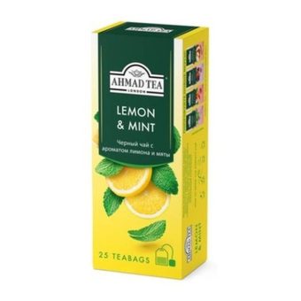 Чай Ахмад Лимон и Мята чёрный (25пак), 1,5г, 0.037
