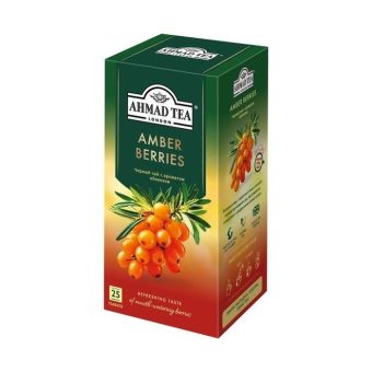 Чай Ахмад Янтарные ягоды чёрный с ароматом облепихи, 25пак, 1,8г