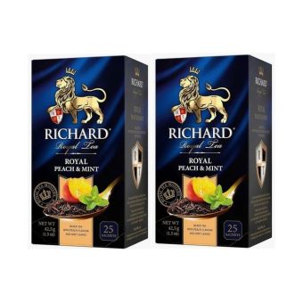 Чай Ричард Роял Персик и Мята чёрный ароматизированный, 2 г