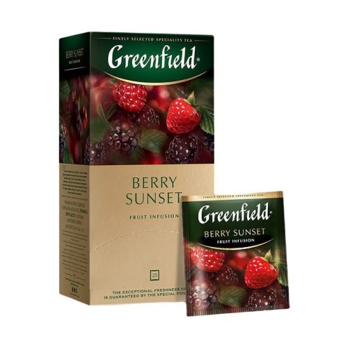 Чай Гринфилд Берри Соната зеленый с ароматом клубники, черной смородины и вишни, 25 пакетиков 37,5г