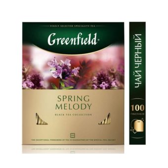 Чай Гринфилд Спринг Мелоди чёрный с чабрецом, 100пак*1,5г
