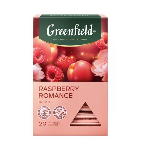 Чай Гринфилд Распберри Романс чёрный с добавками, 20пирам*1,8г
