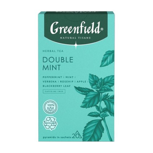 Чай Гринфилд Нейчерал Тизан Дабл Минт перечная и сладкая мята вербена, 20пирам*1,8г