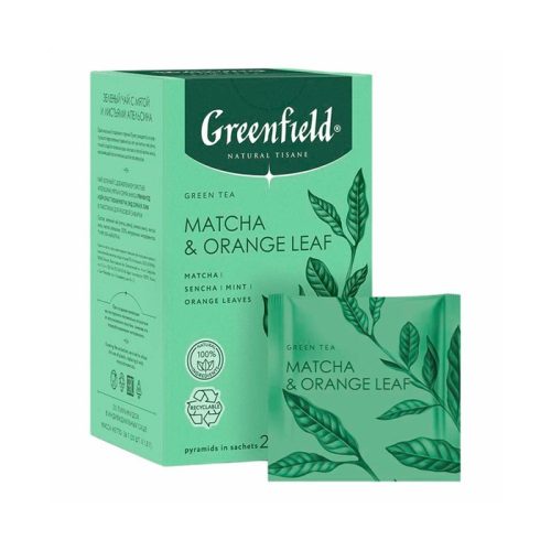 Чай Гринфилд Нейчерал Тизан Матча энд Оранж лиф сенча анис мята зелёная, 20пирам*1,8г