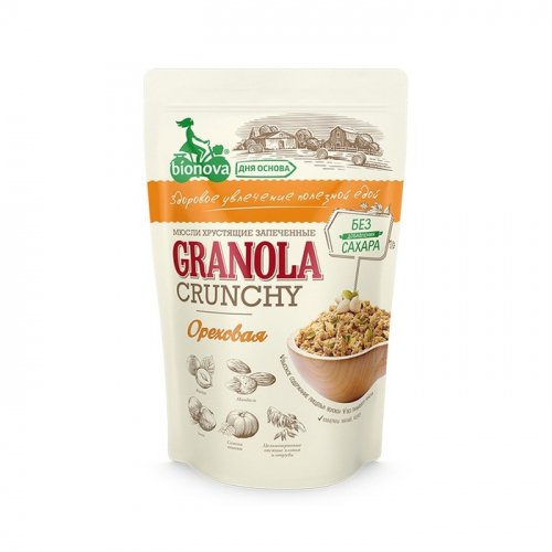 Мюсли хрустящие гранола Бионова Ореховые, 400г