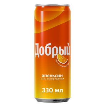 Лимонад Добрый Апельсин с витамином С, жестяная банка, 330 мл