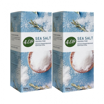 Соль 4Лайф Морская мелкая йодированная, 500г