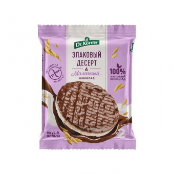 Злаковый десерт Dr.Korner молочный шоколад рисовый без глютена, 34г