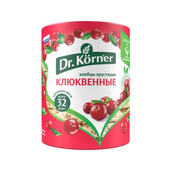 Хлебцы Dr.Korner злаковый коктейль клюквенные хрустящие, 100г