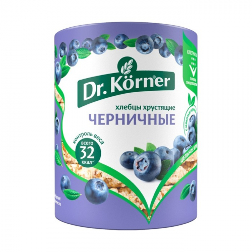 Хлебцы Dr.Korner злаковый коктейль черничные хрустящие, 100г