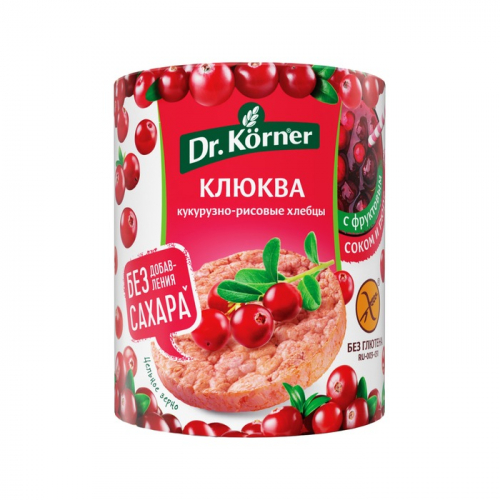 Хлебцы Dr.Korner кукурузно-рисовые с клюквой, 90г