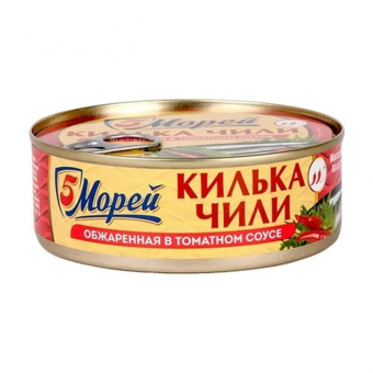 Килька каспийская обжаренная в остром томатном соусе 5 Морей, 240г