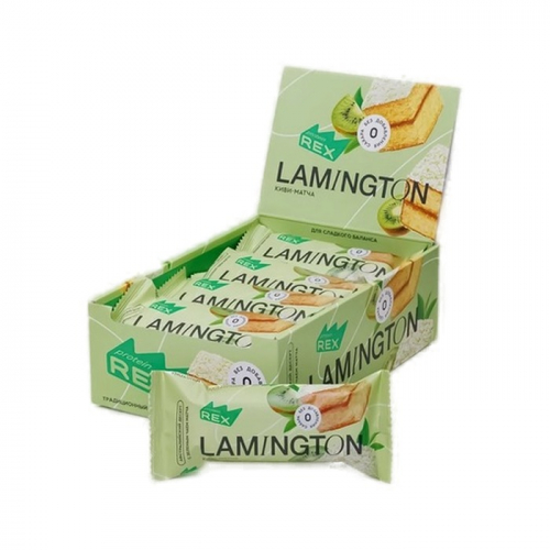 Пирожное протеиновое Ламингтон Протеин Рекс Киви-Матча, 50г