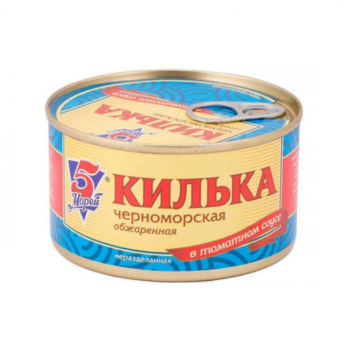 Килька черноморская обжаренная в томатном соусе 5 Морей, 240г