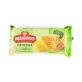 Печенье Ивашкино сдобное с начинкой Манго и семенами Чиа, 170г