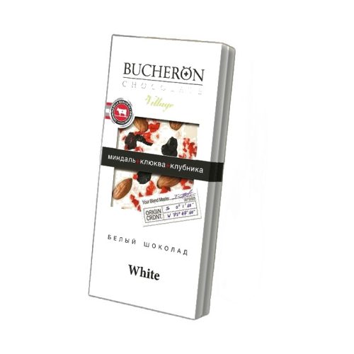 Шоколад Интер Групп Бушерон Вилладж белый с миндалём, клюквой и клубникой, 85г