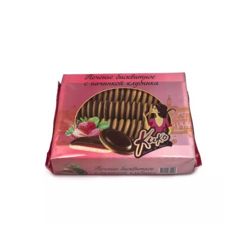 Печенье Кинельский кондитер Кико в темной глазури с клубникой, 1,2кг