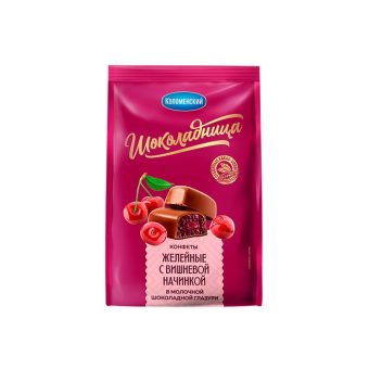 Конфеты Коломенское жел с вишневой начинкой в молочной шоколадной глазури, 200г