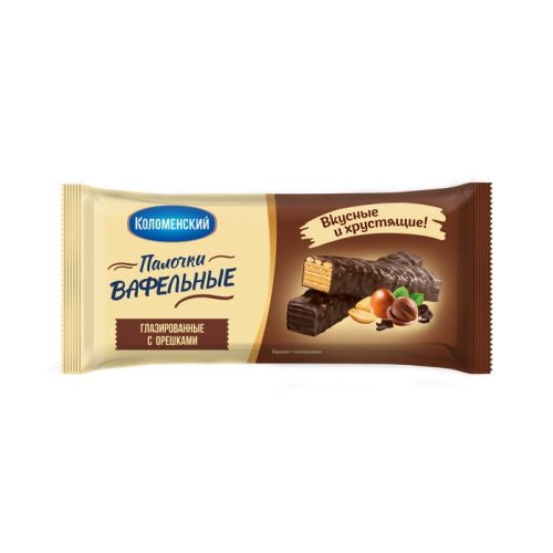 Вафли Коломенское глазированные с орешками, 140г
