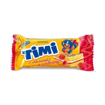 Пирожное Конти Тими бисквитное с малиной и сливками, 33г