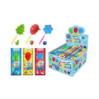 Карамель Конфитой Лучик Новогодний на светящейся палочке (елочка, Дед Мороз, снежинка), 10г