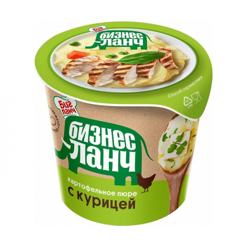Картофельное пюре быстрого приготовления БизнесЛанч стакан с курицей, 40г