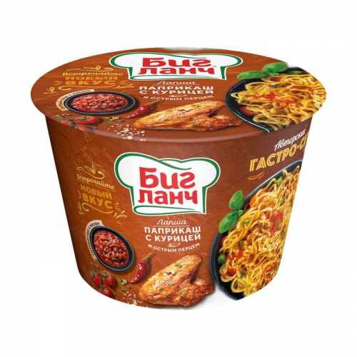 Лапша быстрого приготовления БигЛанч ведро Паприкаш с курицей и острым перцем, 90г