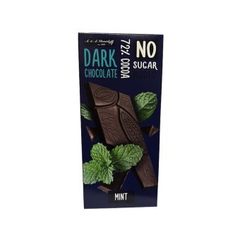 Шоколад горький 72% какао без сахара Марми со вкусом мяты, 80г