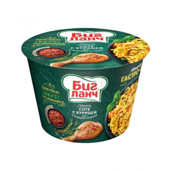 Лапша быстрого приготовления БигЛанч ведро Соте с курицей и пряными травами, 90г