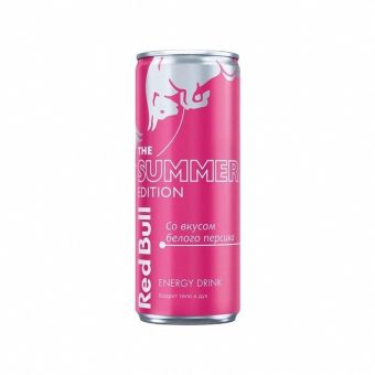 Энергетик Red Bull (Ред Булл) со вкусом белого персика, розовый, 0.25 л