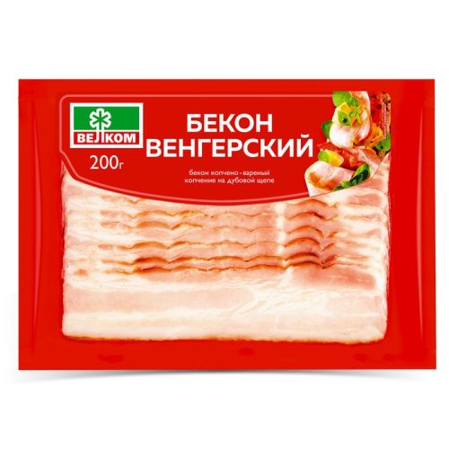 Бекон Венгерский нарезка, варёно-копчёный, 400 г